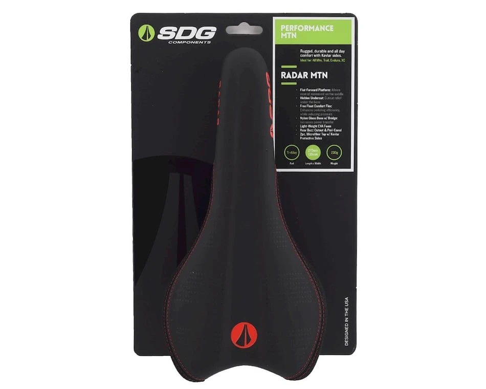 SDG Radar Mountain Saddle (Black/Red) (Titanium Rails) (138mm) - Image 5