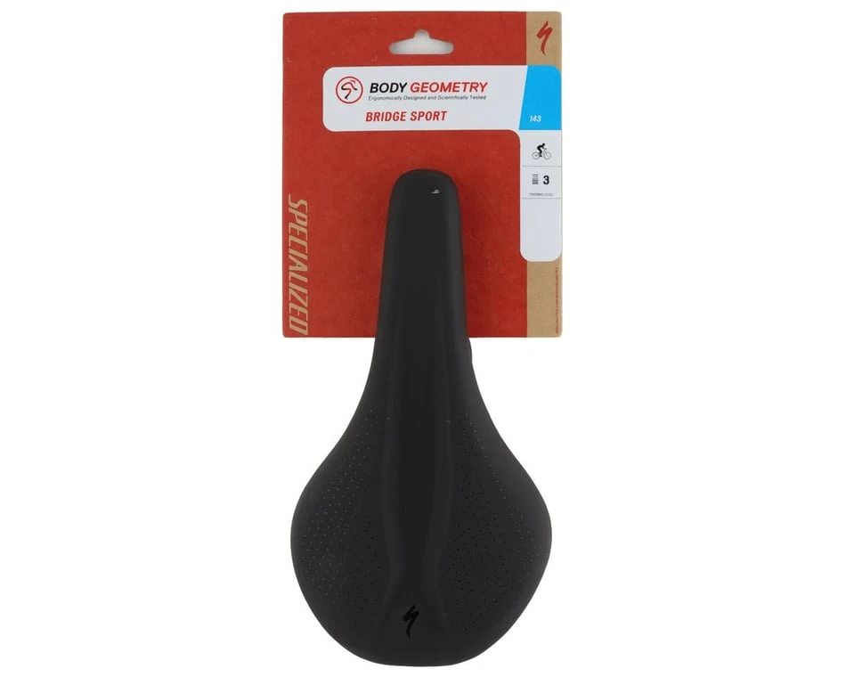 Specialized Bridge Sport Saddle (Black) (Steel Rails) (143mm) - Image 5