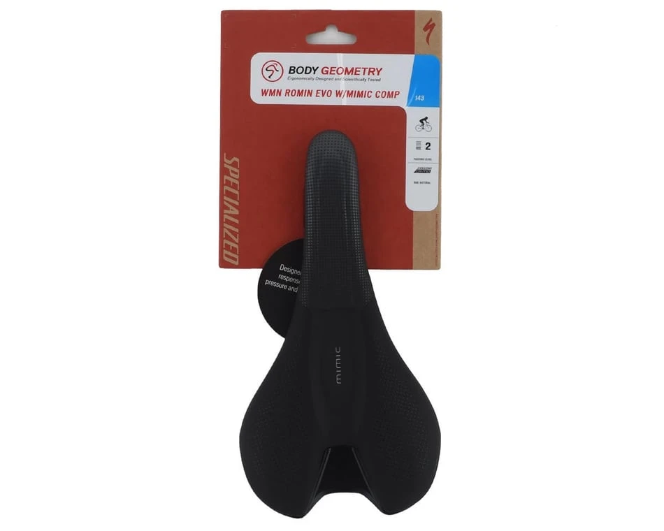 Specialized Romin Evo Comp Saddle (Black) (Chromoly Rails) (143mm) (w/ Mimic) - Image 5
